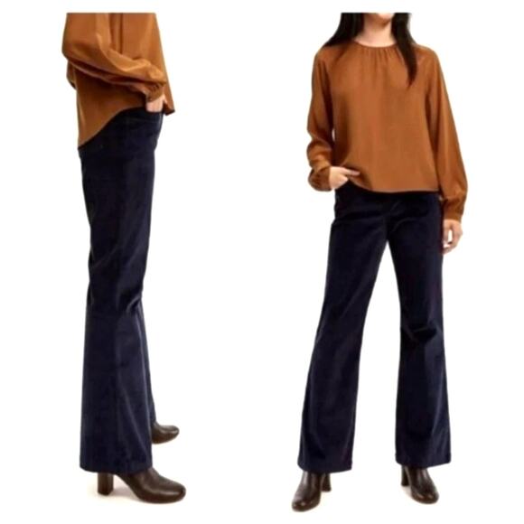 Babaton Pants - NWT! Babaton Aritzia 8 Joey Corduroy Pants Navy Blue High Rise Flare Leg Ribbed
